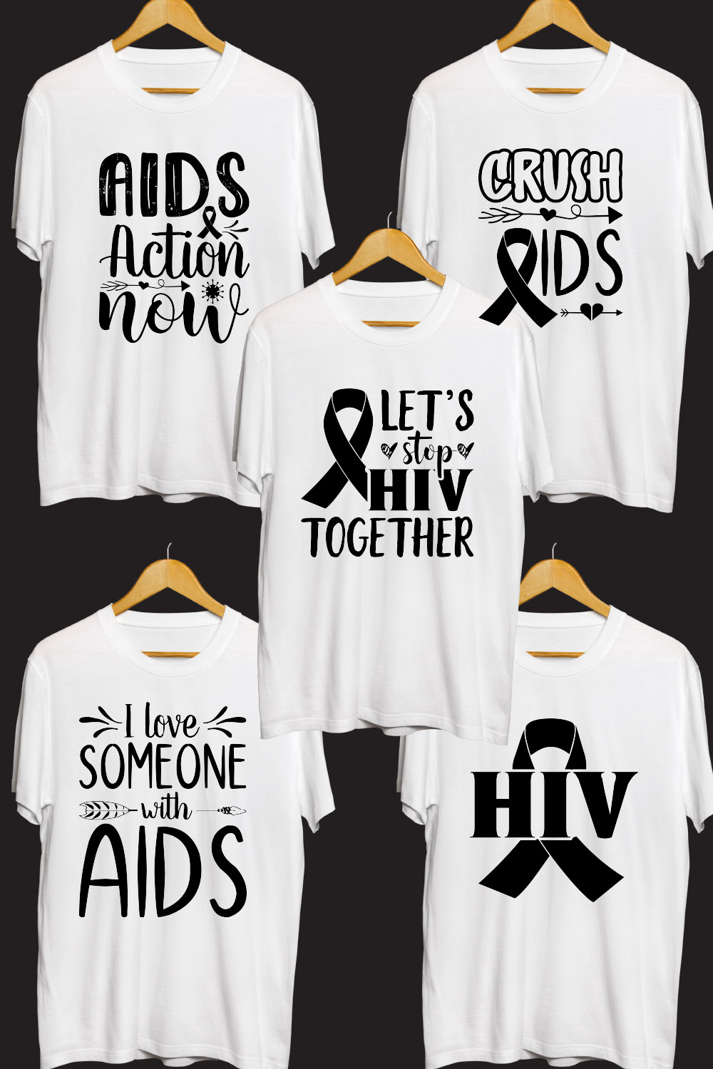 Aids Day SVG T Shirt Designs Bundle pinterest preview image.