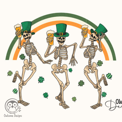 Skeleton Dancing Patricks Day PNG cover image.