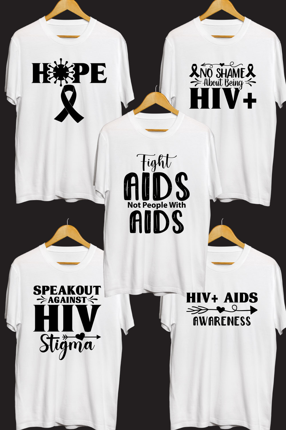 Aids Day SVG T Shirt Designs Bundle pinterest preview image.