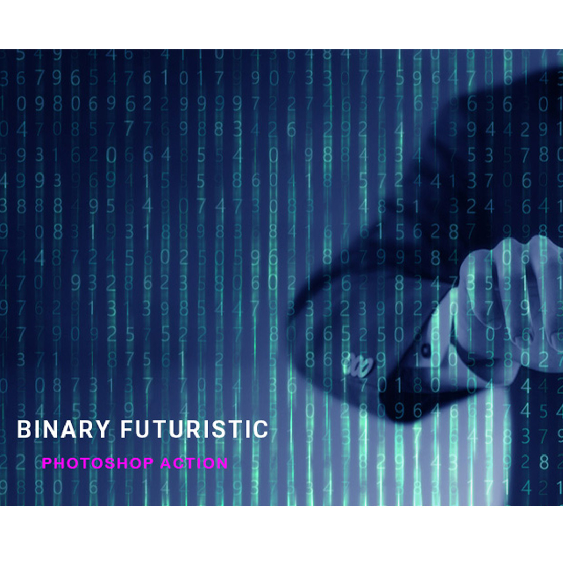 Binary Futuristic Photoshop Action cover image.