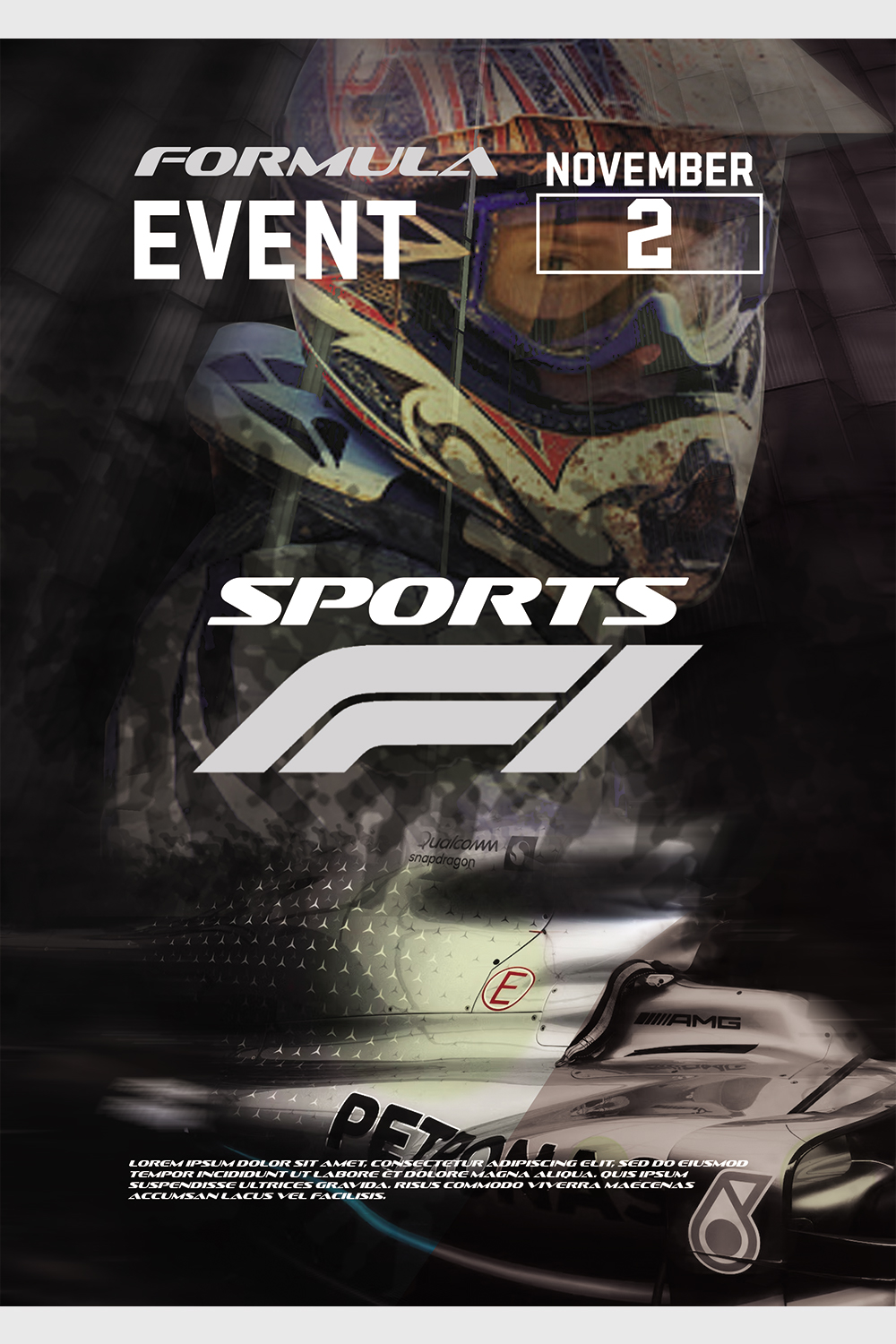 Formula 1 Event Poster/Flyer design in just 6$ ( Background color is for presentation purpose only ) pinterest preview image.