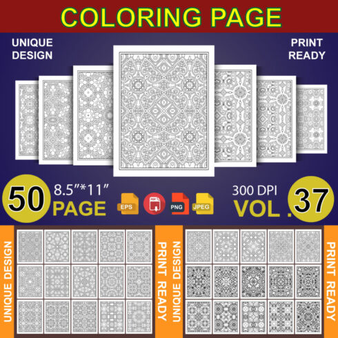 50 Adult Coloring Book Page KDP Design cover image.