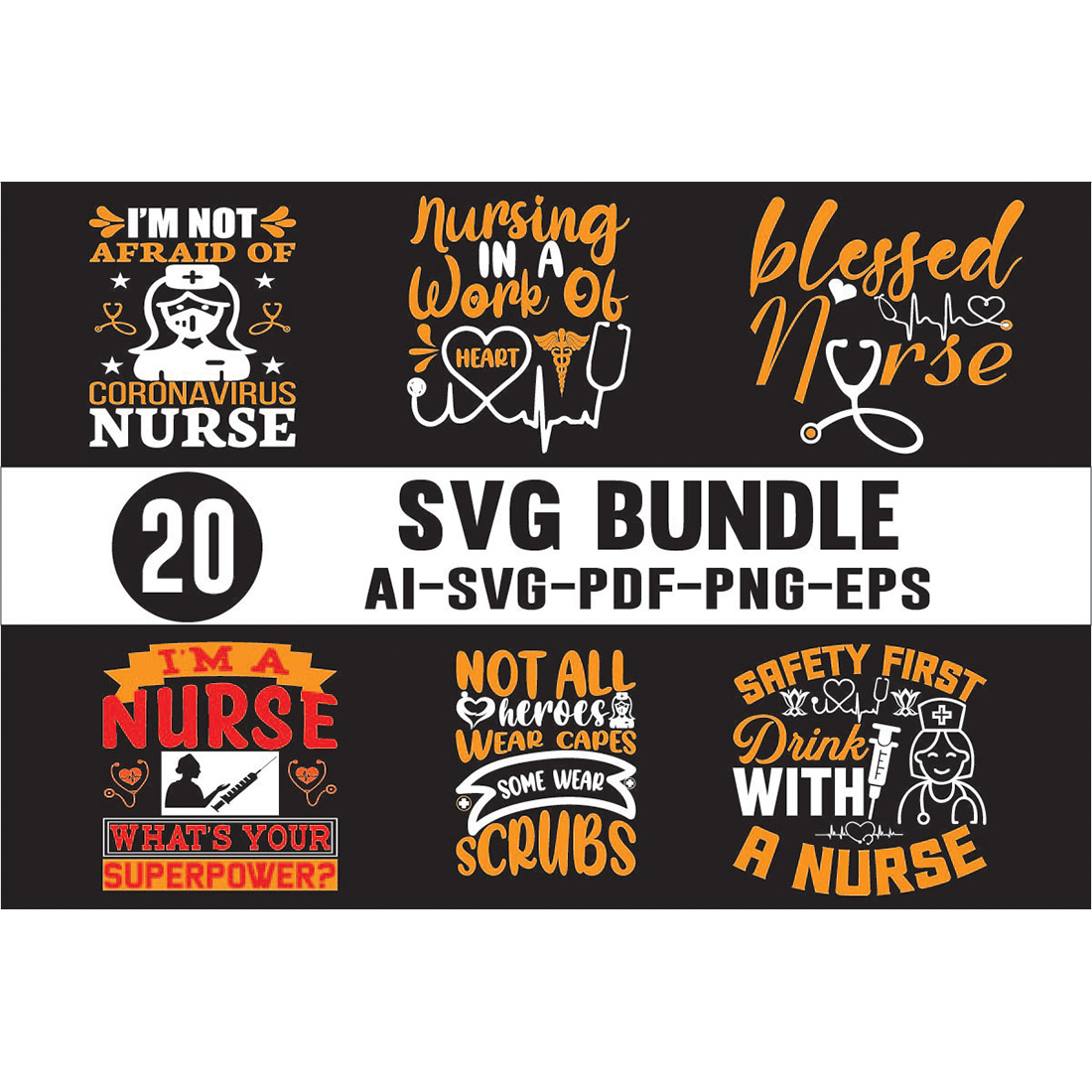 Nurse SVG Designs Bundle cover image.