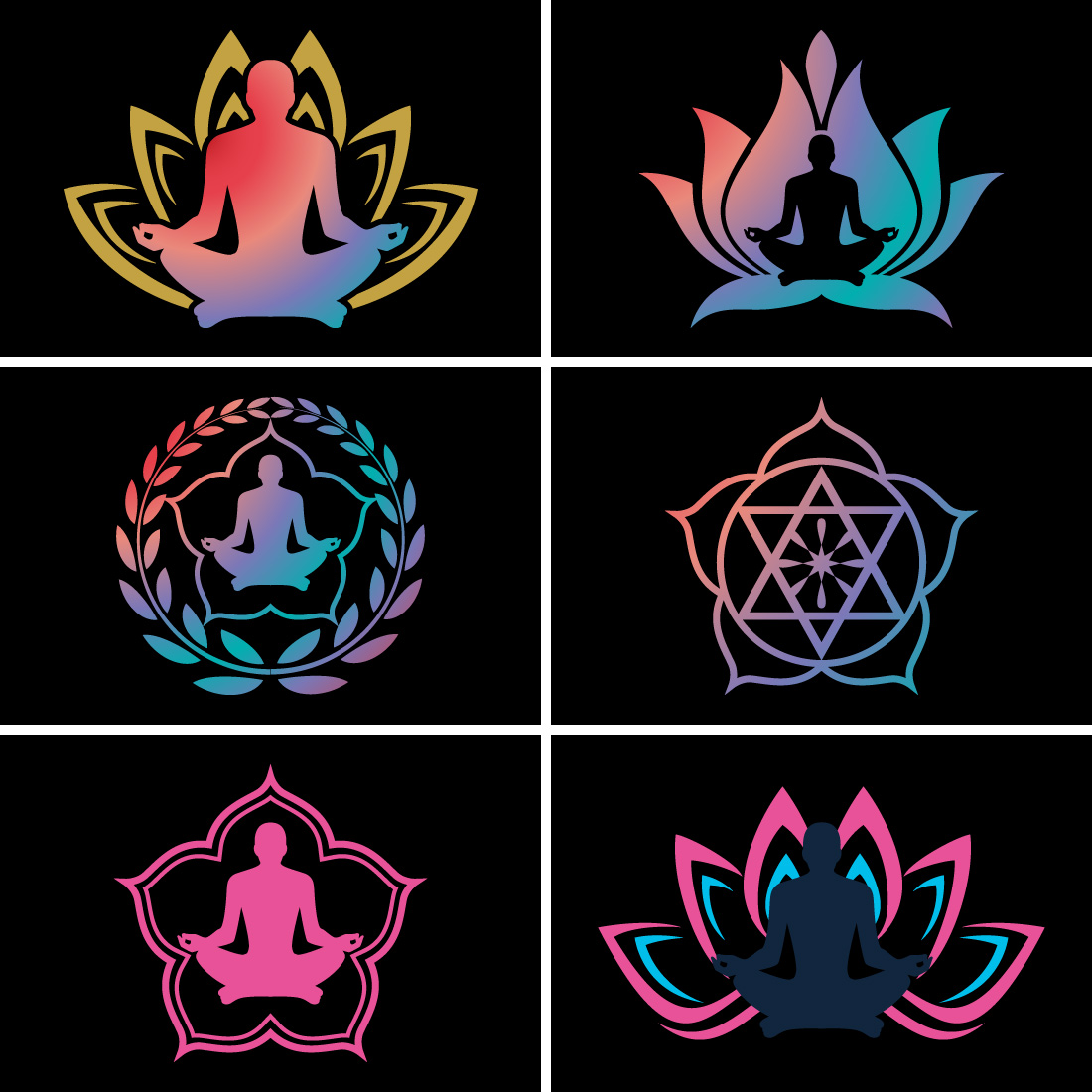 Human meditation in flower vector illustrationYoga logo vector emblem cover image.