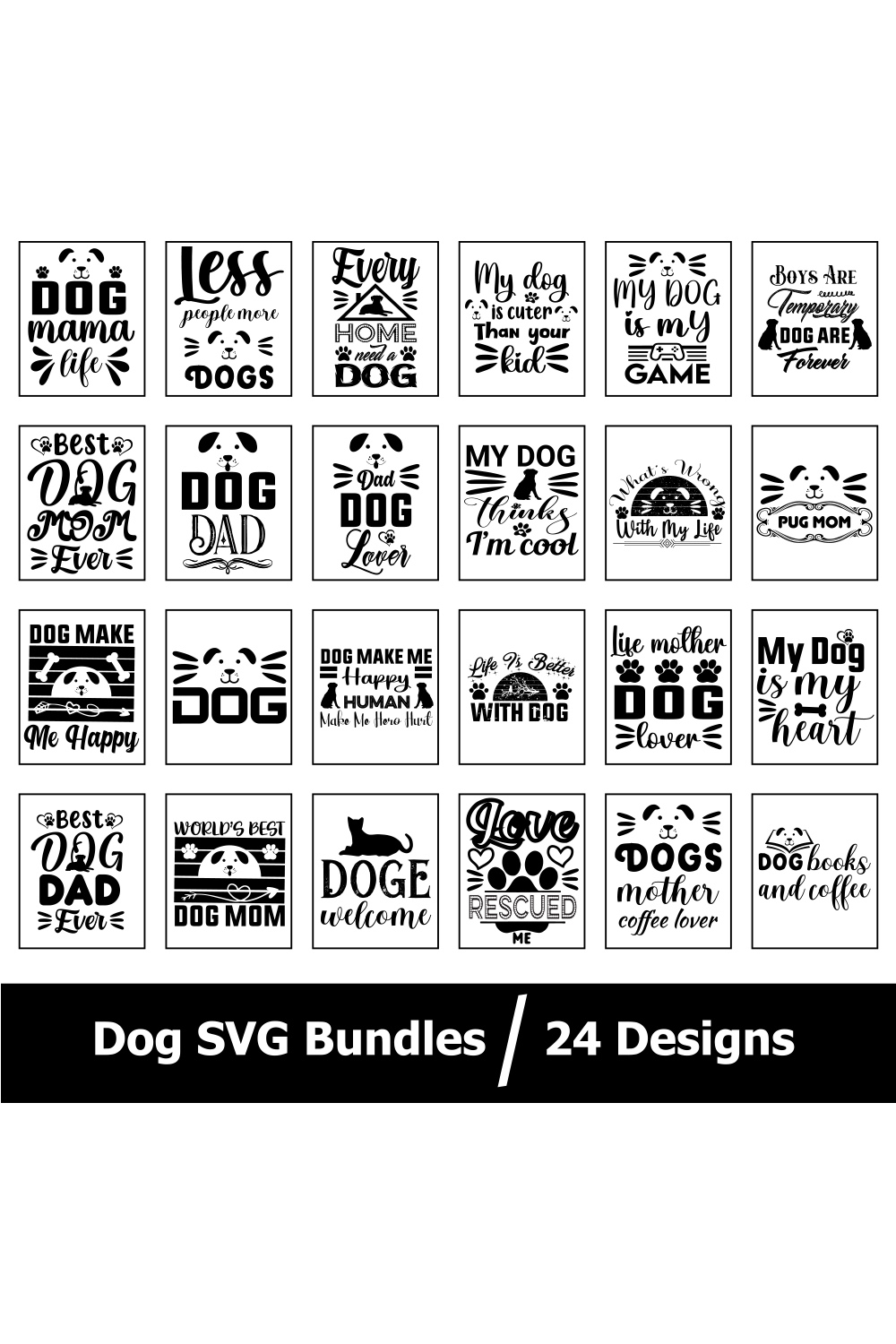 Dogs SVG Bundles pinterest preview image.