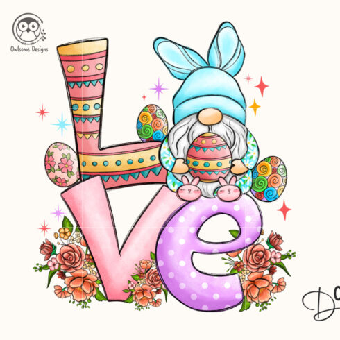 Gnome Love Easter Day PNG Sublimation cover image.