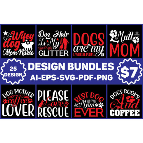 Set of four designs for a dog mom.