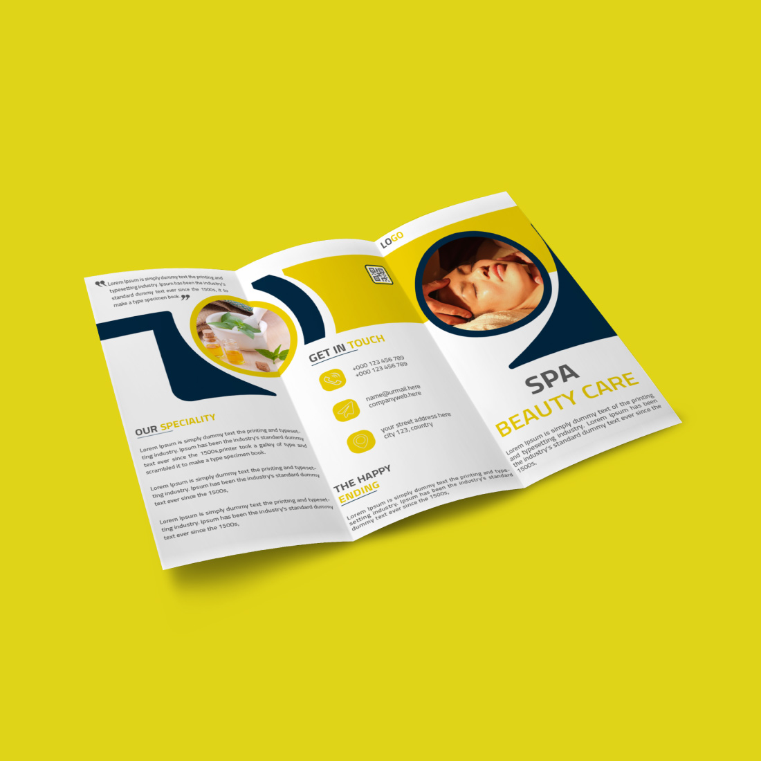Spa trifold brochure premium template design cover image.
