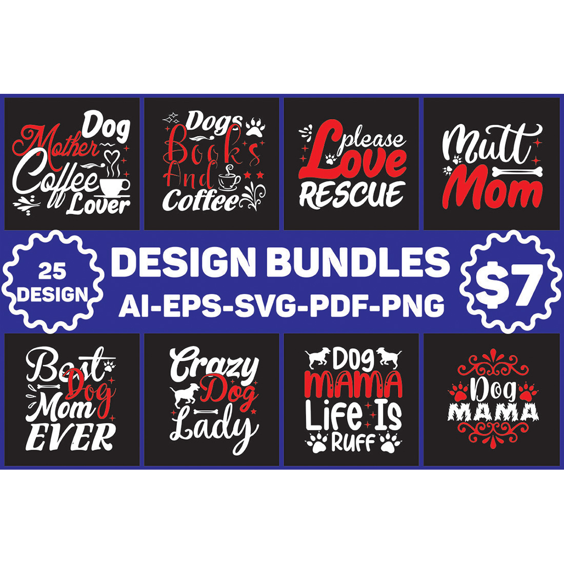 Set of nine design bundles for a mother's day sale.