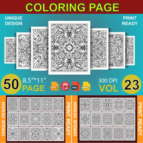 50 Adult Coloring Book Page KDP Design cover image.