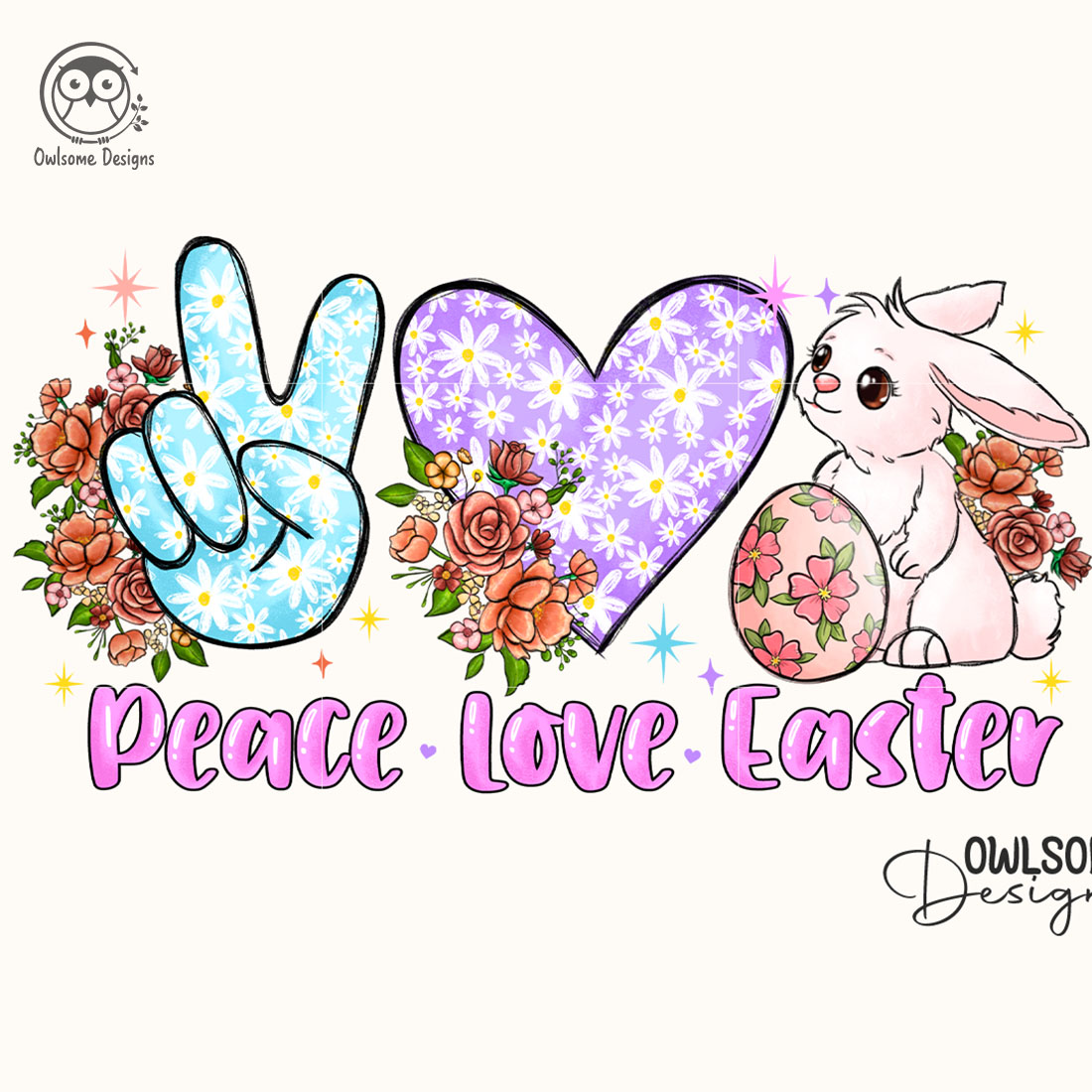 Peace Love Easter Day PNG Sublimation cover image.