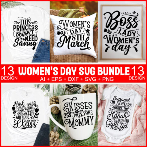 women\'s day svg bundle cover image.