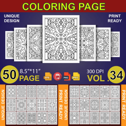 50 Adult Coloring Book Page KDP Design cover image.