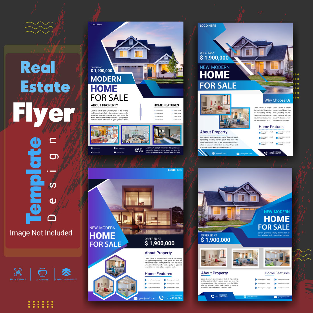 Real estate house Template Design Bundle cover image.