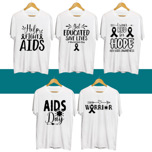 Aids Day SVG T Shirt Designs Bundle cover image.