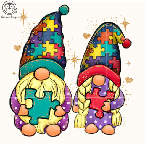 Autism Gnomes Couple PNG Sublimation cover image.