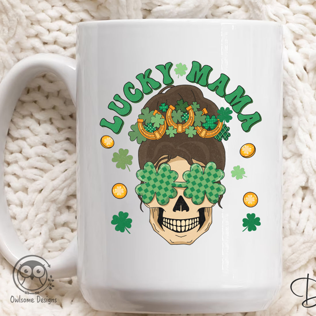 Lucky Mama Skeleton Patricks Day PNG preview image.