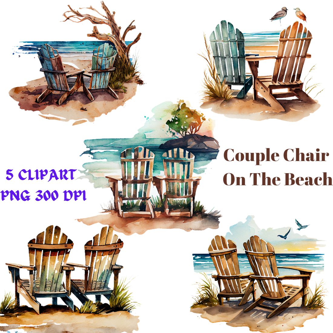 Couple Chair on the Beach Watercolor cover image.