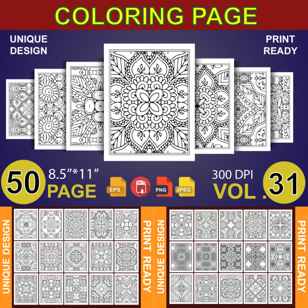 50 Adult Coloring Book Page KDP Design - MasterBundles