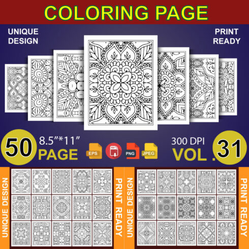 50 Adult Coloring Book Page KDP Design cover image.