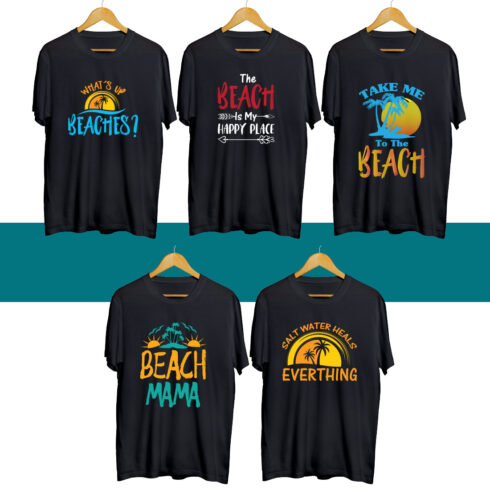 Beach Day SVG T Shirt Designs Bundle cover image.
