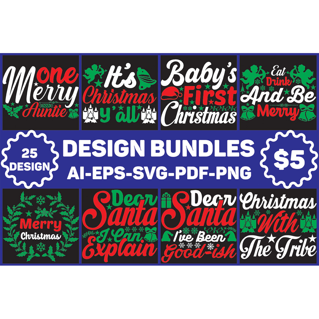Christmas SVG Designs Bundle cover image.