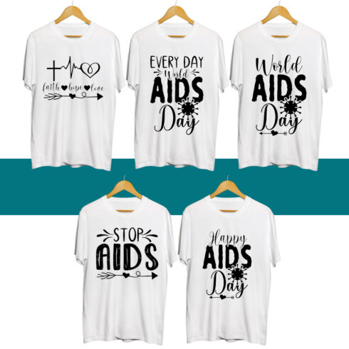 Aids Day SVG T Shirt Designs Bundle cover image.