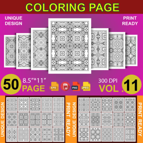 50 Adult Coloring Book Page KDP Design cover image.