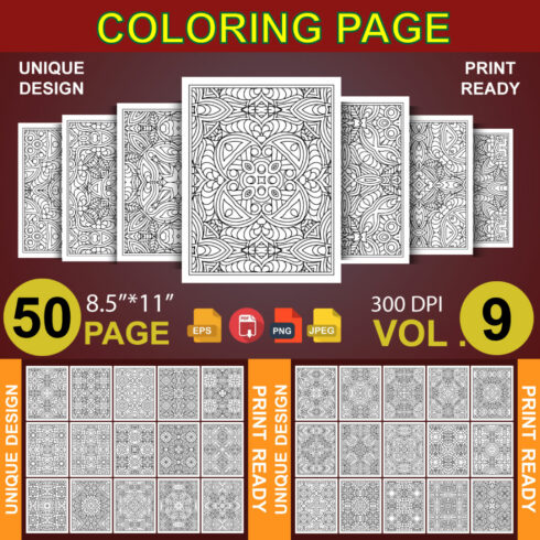 50 Adult Coloring Book Page KDP Design cover image.