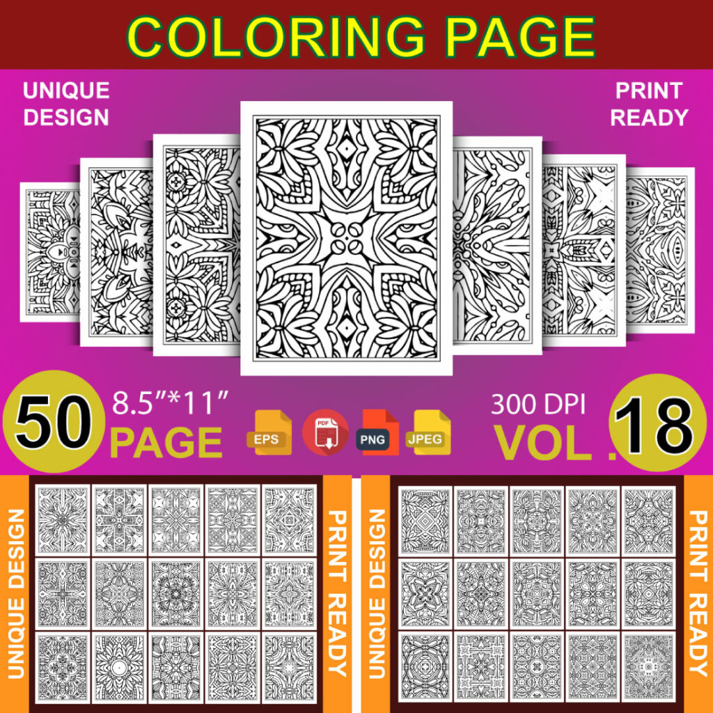 50 Modern Adult Coloring Page Kdp Design Masterbundles 8159