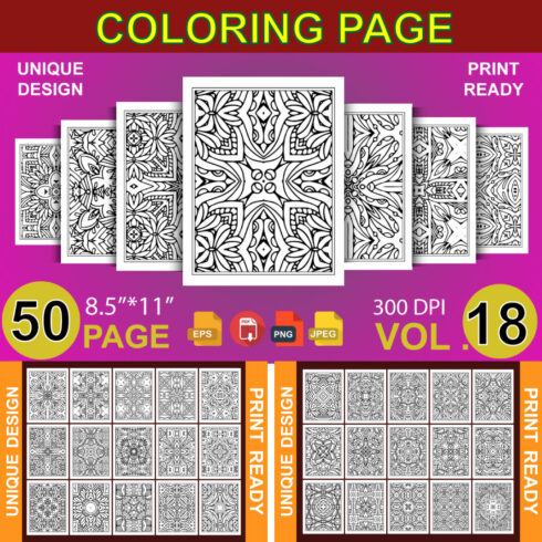 50 Adult Coloring Book Page KDP Design cover image.