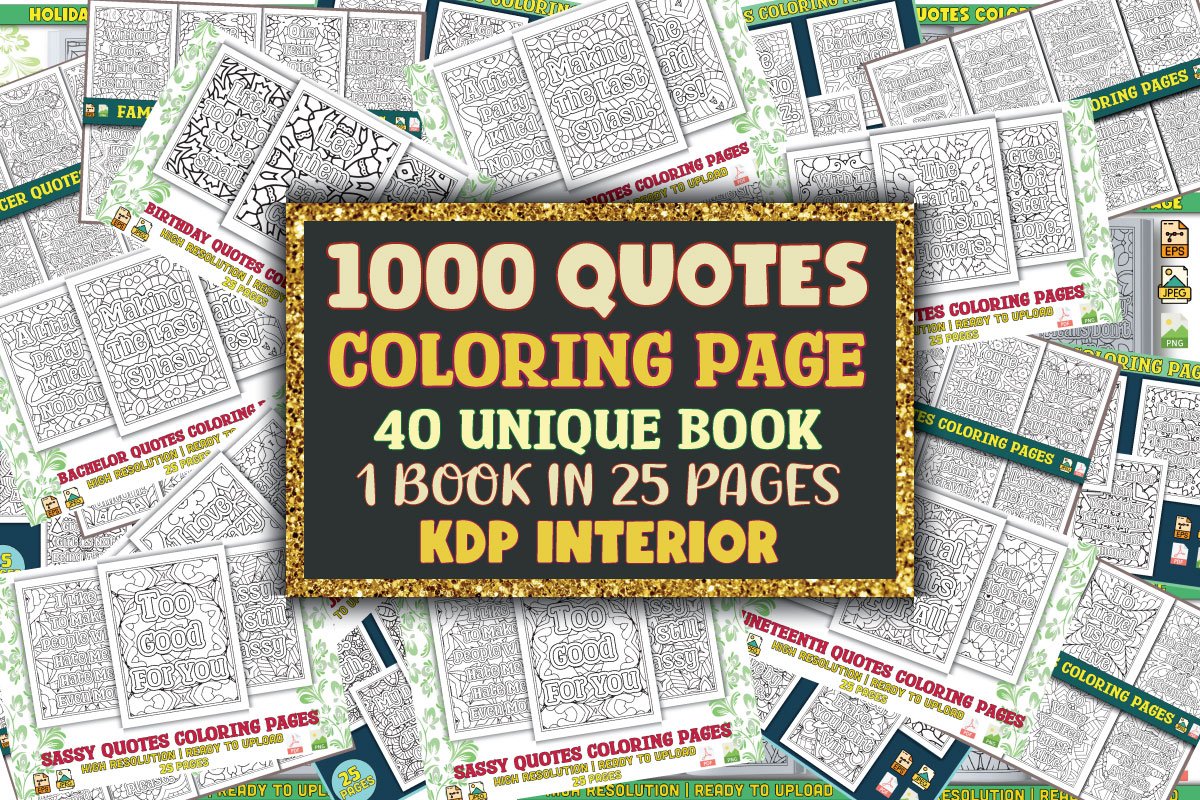 1000 Quotes Coloring Pages Bundle cover image.