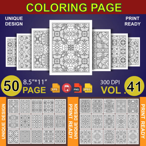 50 Adult Coloring Book Page KDP Design cover image.