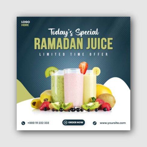 Ramadan juice Social Media Instagram Post Template cover image.