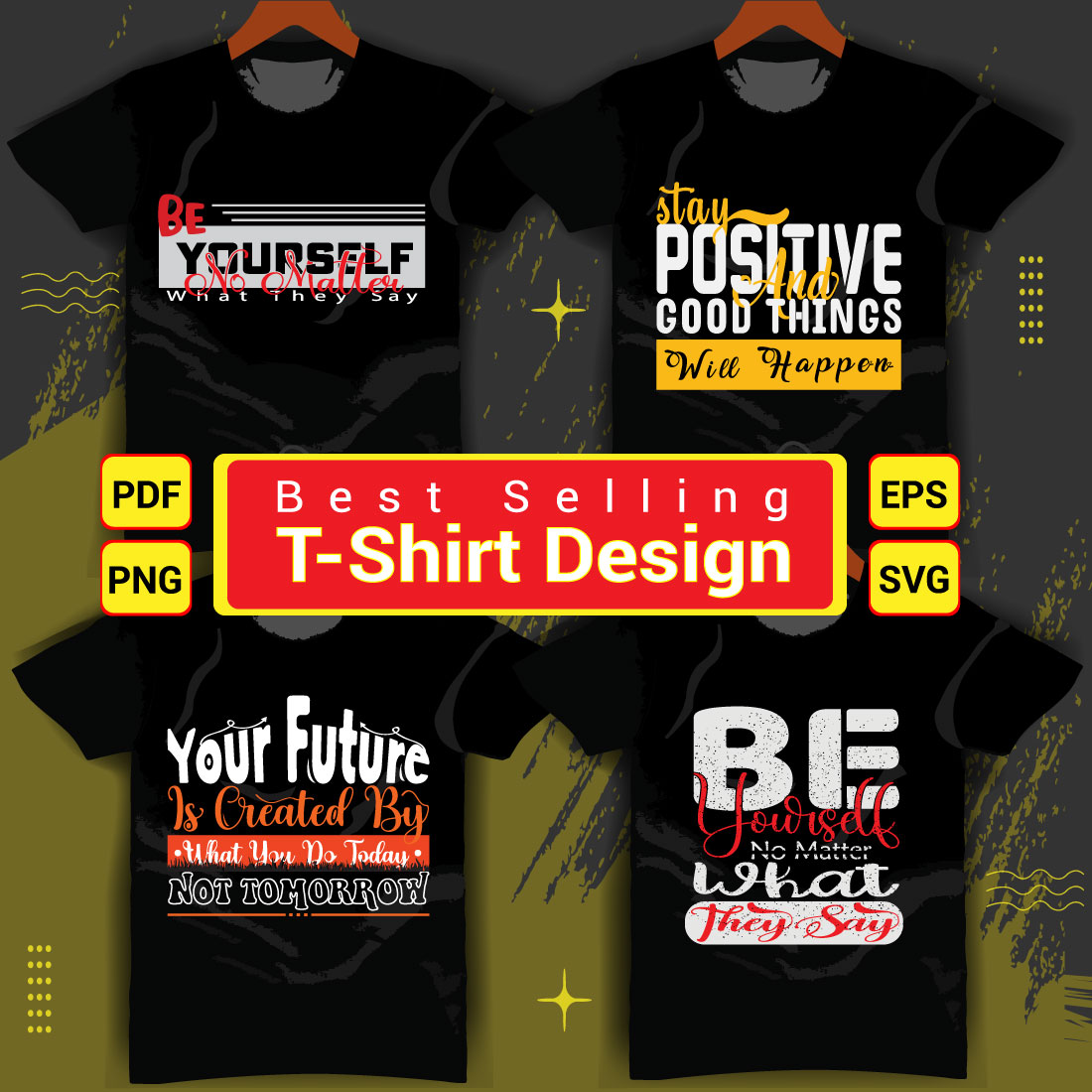 T-Shirt Design Bundle Motivational Typography cover image.