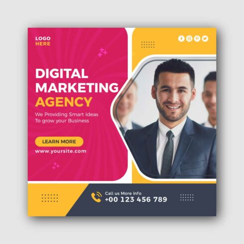 Digital Marketing Agency Social Media Post Template cover image.