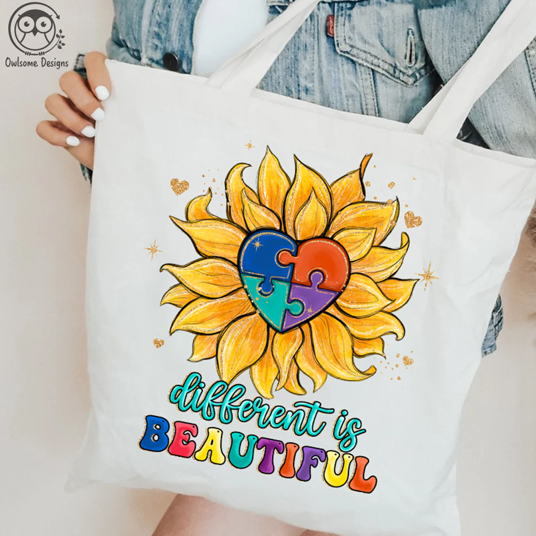 Autism Different Is Beautiful Sunflower PNG preview image.