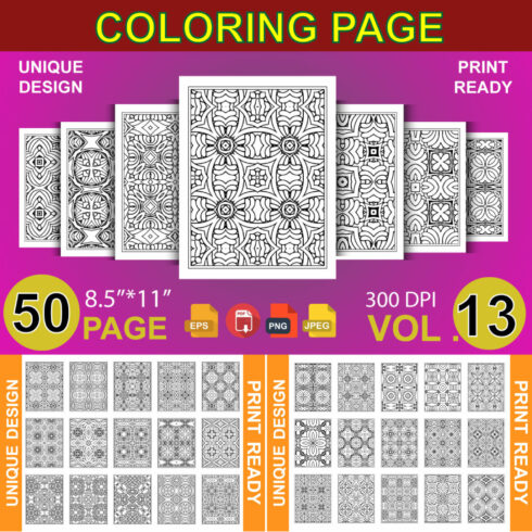 50 Adult Coloring Book Page KDP Design cover image.