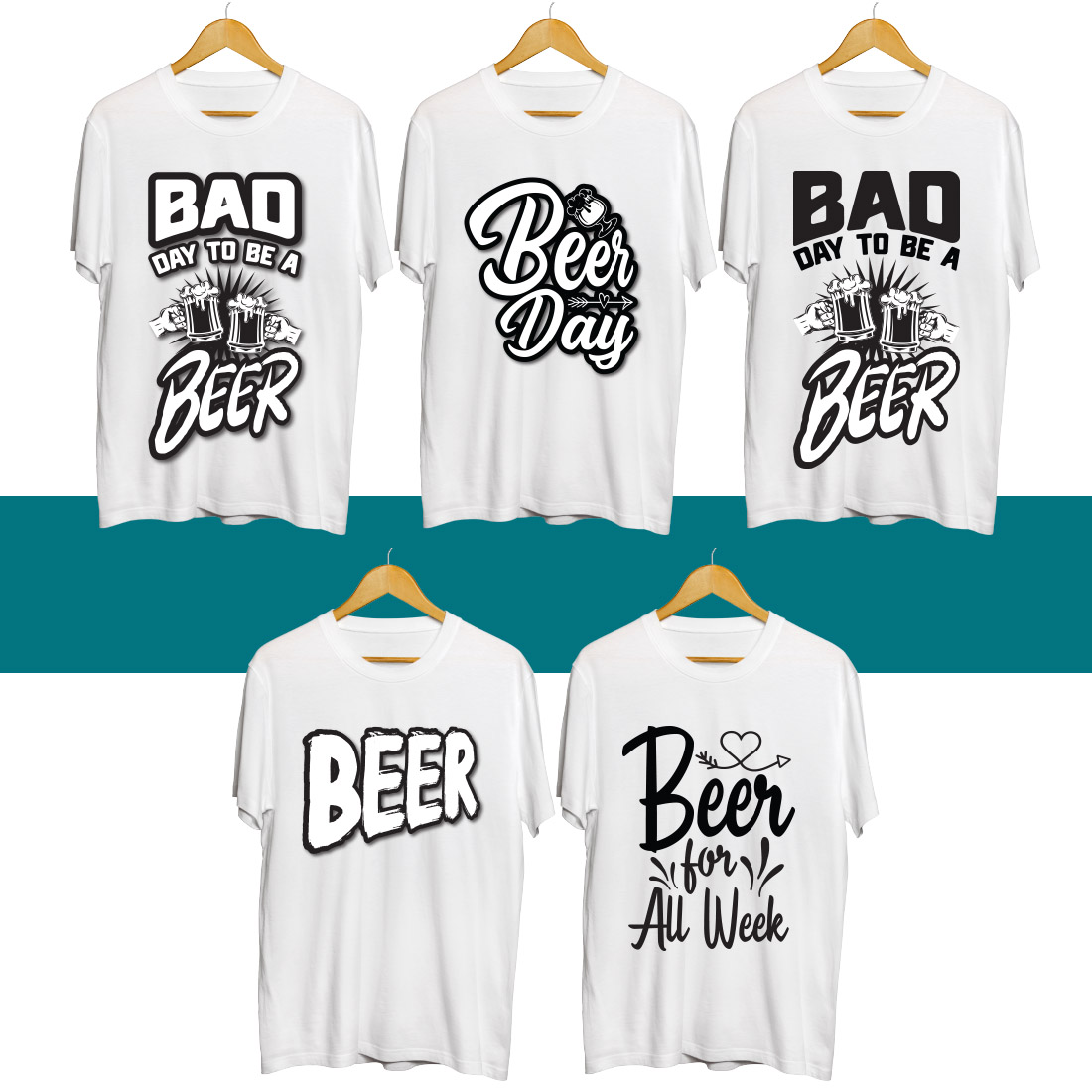Beer SVG T Shirt Designs Bundle cover image.