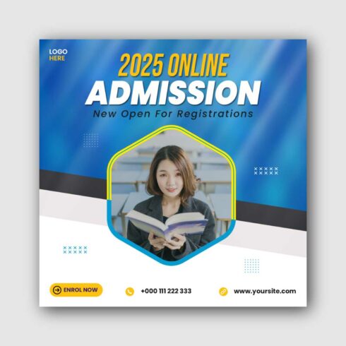 School admission Social Media Instagram Post Template cover image.