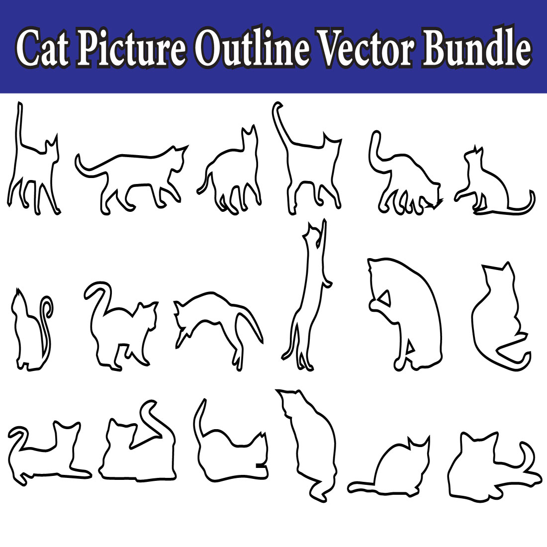 Cat Picture Outline Vector Bundle preview image.