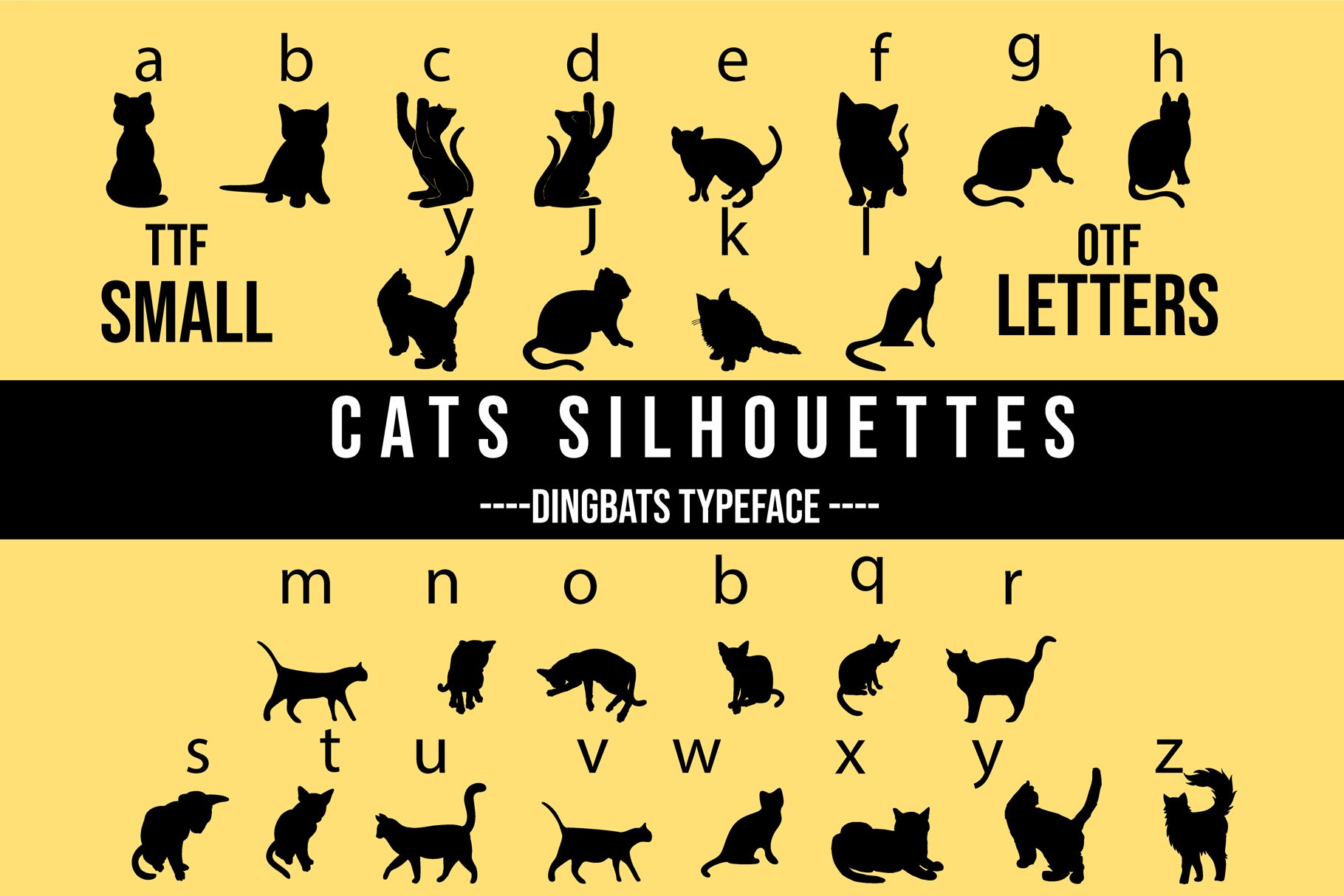 Cats Silhouettes Dingbats Font cover image.