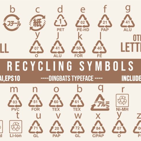 Packaging Recycling Symbols Dingbats cover image.