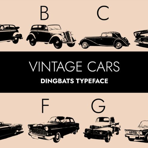 Vintage Cars Dingbats Font cover image.