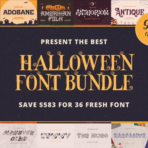 The Best Halloween Font Bundle cover image.