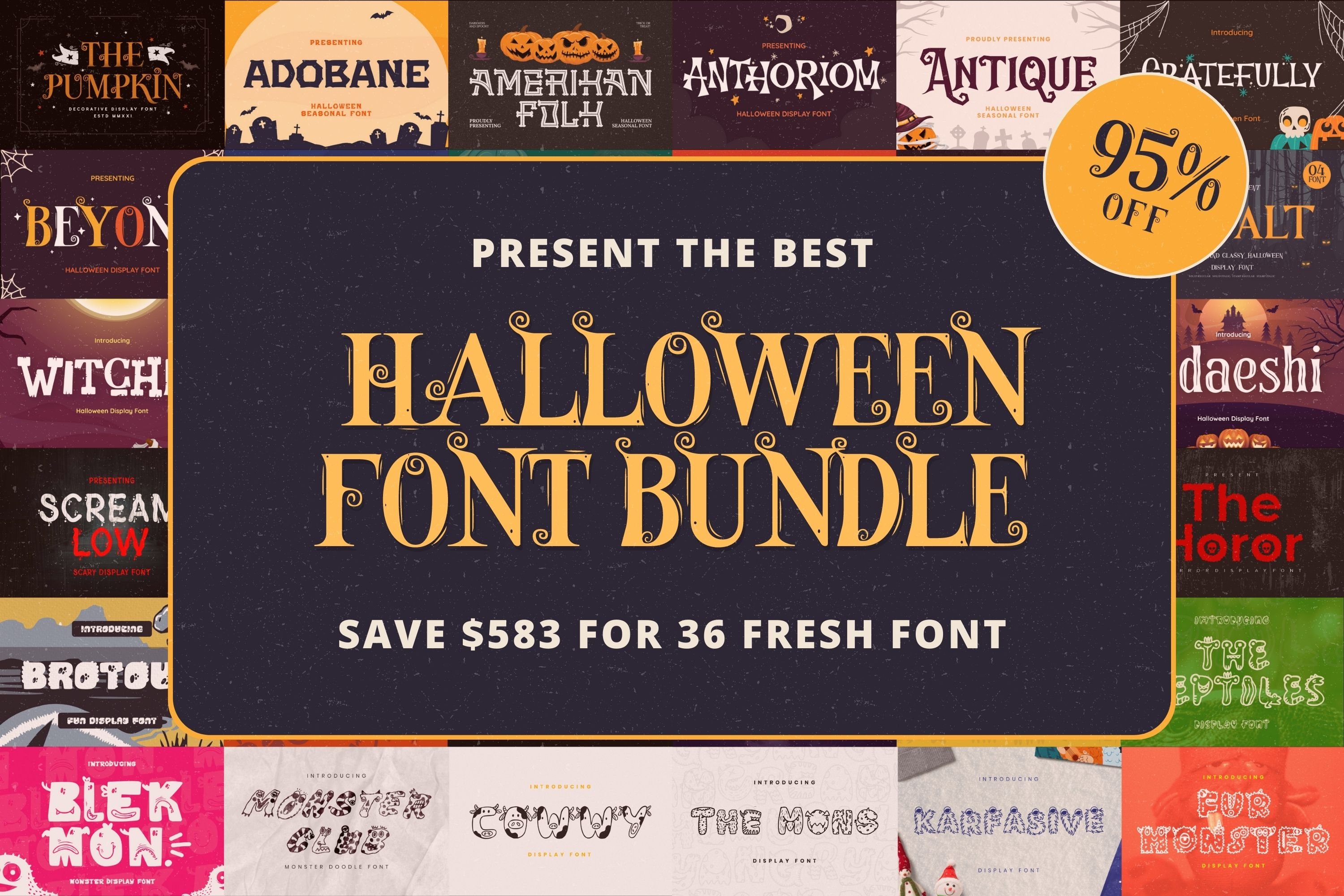 The Best Halloween Font Bundle cover image.