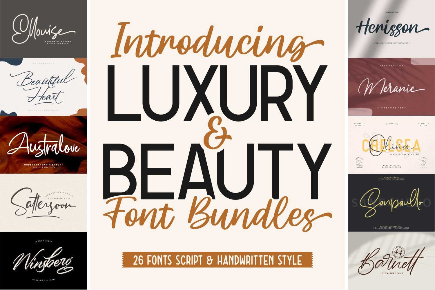 LUXURY & BEAUTY Script Font Bundle cover image.