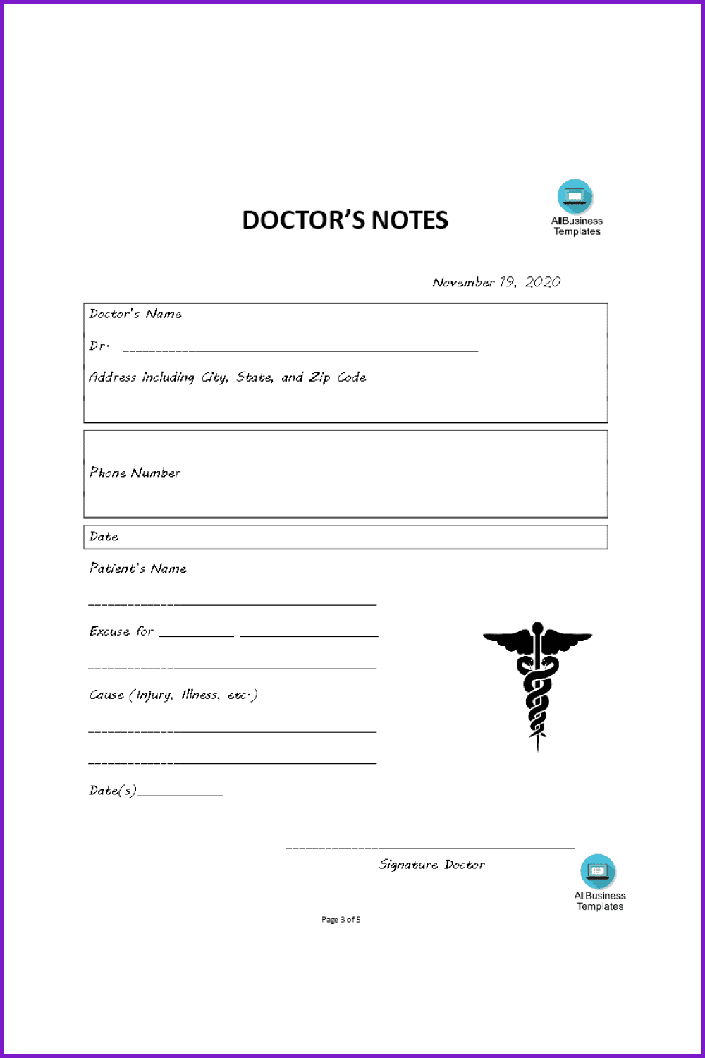 A quality and easy-to-edit doctor’s excuse template.