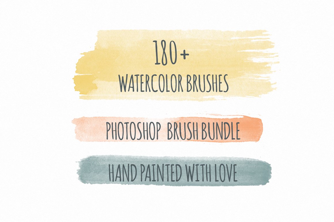 180+ Handmade Watercolor PS Brushespreview image.