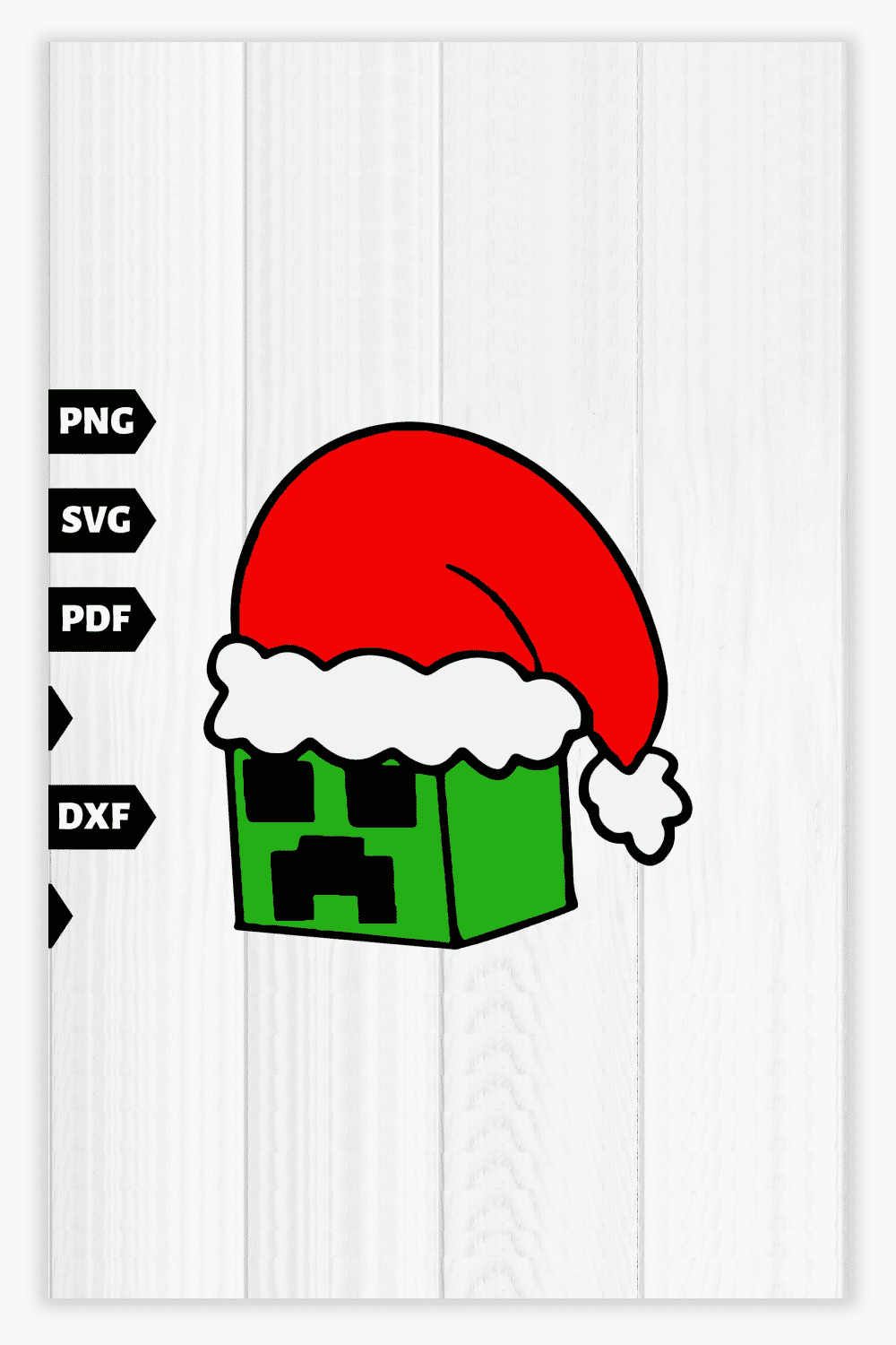 Minecraft Creeper Santa SVG, Christmas Minecraft SVG, Creeper With Sana Hat  SVG PNG DXF Cut File